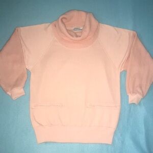 FAVORITES vintage cowl neck peach color long sleeve zipper front pockets size S
